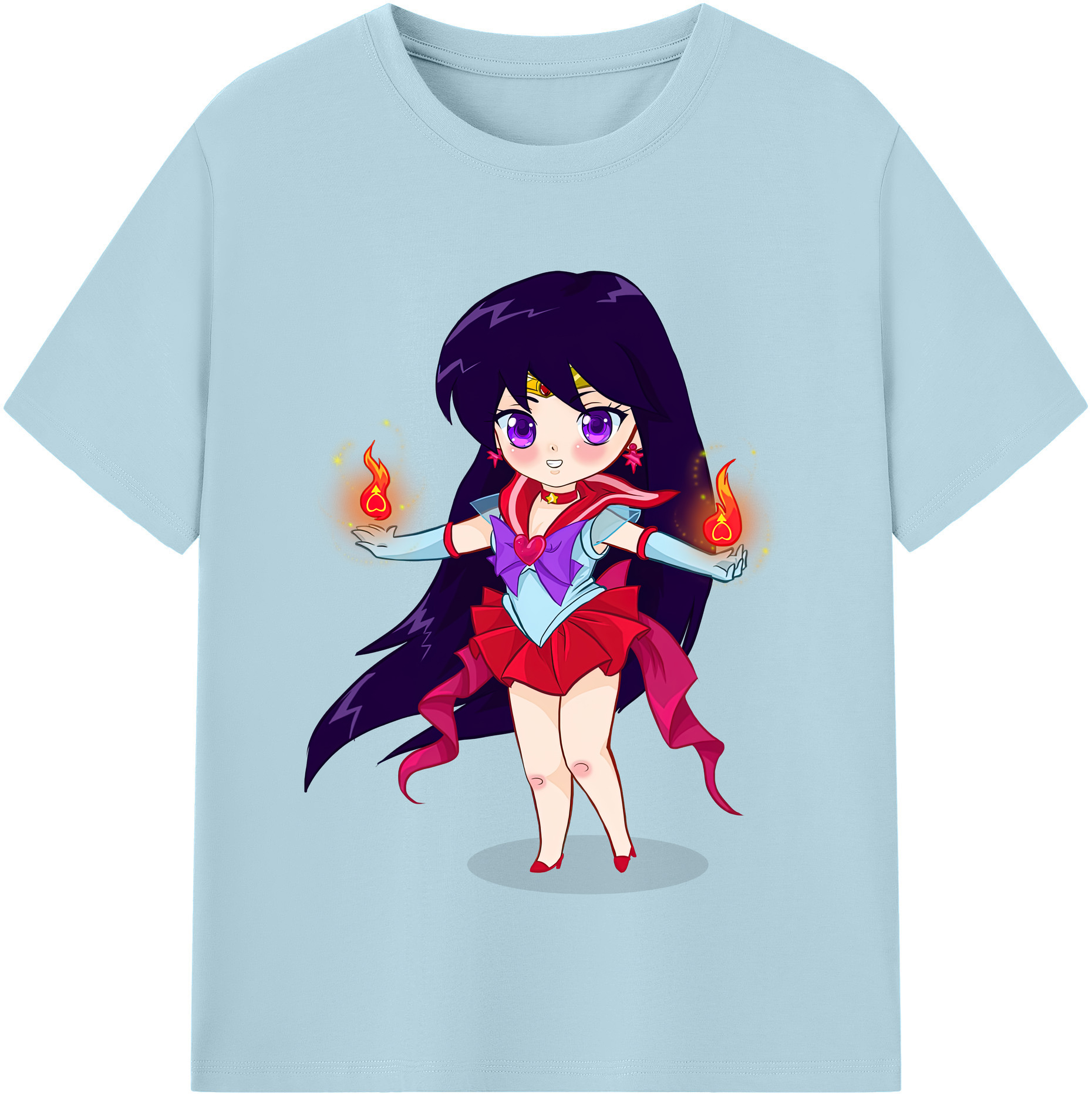 （画像用） 美少女戦士セーラームーン 火野レイ ひの レイ Sailor Moon Hino Rei （セーラーマーズ,Sailor Mars） 綿100％半袖Tシャツ（フロントプリント）